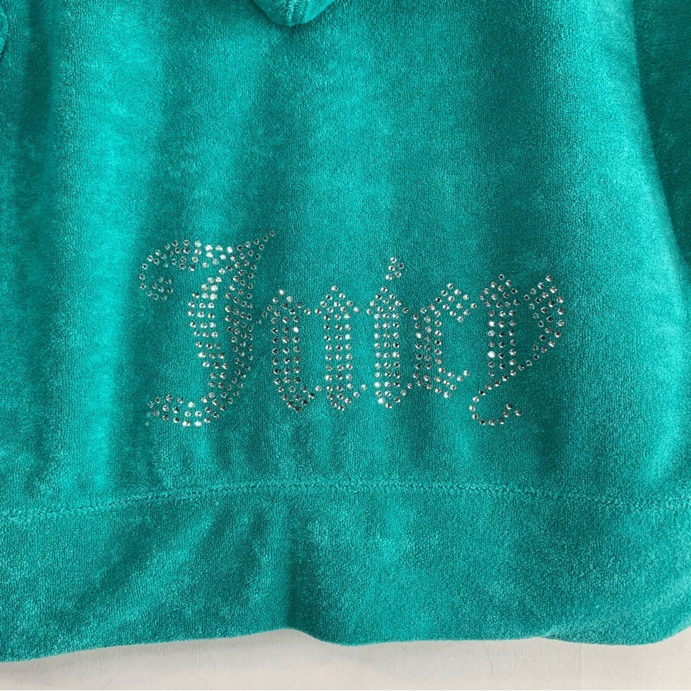 NWT Juicy Couture Terrycloth Coastal Teal Short Sleeve Hoodie & Shorts, size L - Picture 11 of 16
